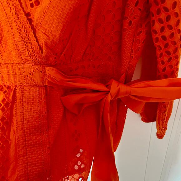 J. Crew resort Orange Eyelet Wrap Top SZ 12 - Picture 8 of 8